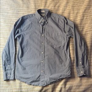 J. Crew Navy Checkered Button Down Shirt Men’s Medium Slim Fit 100% Cotton